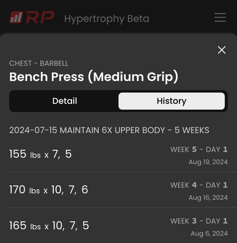 Exercise History